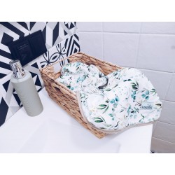 Ręcznik bambusowy do włosów 75x100 - Biały kwiaty