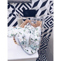 Ręcznik bambusowy do włosów 75x100 - Biały kwiaty