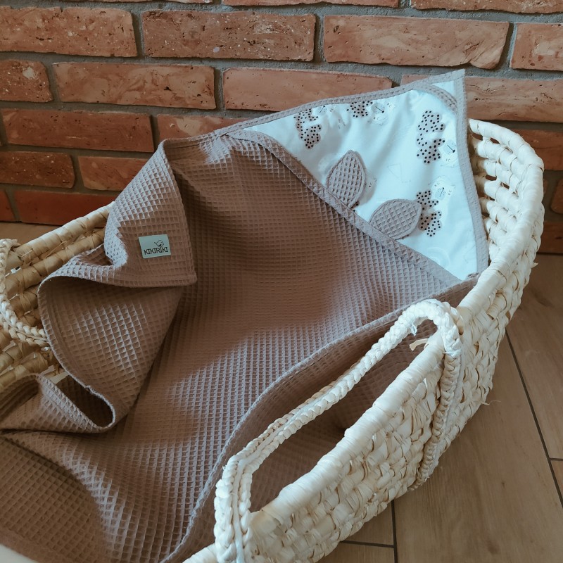 Ręcznik z kapturkiem bawełna wafelek 70x70 misie i chmurki beżowy