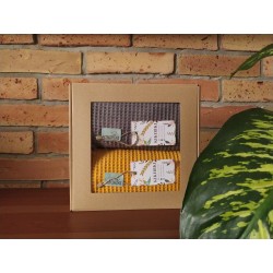 Komplet ręczników wafelkowych 70x100 - ciemny szary i ciemny żółty