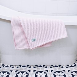 Ręcznik waflowy kąpielowy 100x150 duży - JASNY RÓŻOWY 100% bawełna