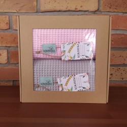 Komplet ręczników wafelkowych 70x100 jasny różowy i jasny szary