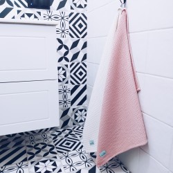 Komplet ręczników wafelkowych 70x100 kość słoniowa i koralowy