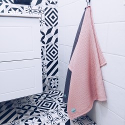 Komplet ręczników wafelkowych 70x100 koralowy i ciemny szary