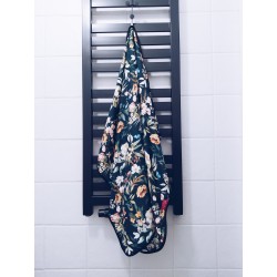 Ręcznik bambusowy do włosów 75x100 - Kolorowe kwiaty czarny