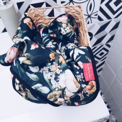 Ręcznik bambusowy do włosów 75x100 - Kolorowe kwiaty czarny