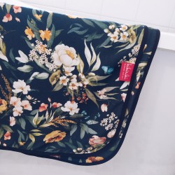 Ręcznik bambusowy kąpielowy do ciała 100x150 - Kolorowe kwiaty czarny