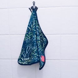 Ręcznik bambusowy do twarzy 37x50 - Liście na granacie