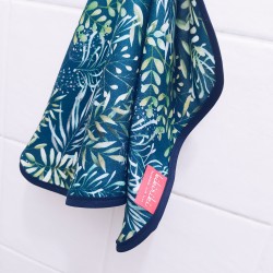 Ręcznik bambusowy do twarzy 37x50 - Liście na granacie