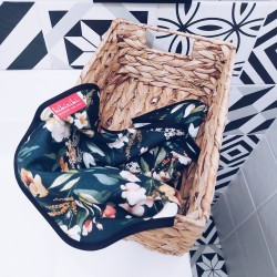 Ręcznik bambusowy do twarzy 37x50 - Kolorowe kwiaty czarny