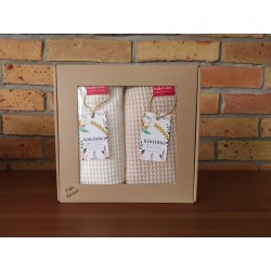 Komplet ręczników bawełnianych wafelkowych 70x100 kość słoniowa i ciemny ecru