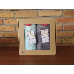 Komplet ręczników wafelkowych 70x100 miętowy i ciemny szary