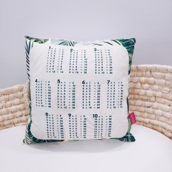 Poduszka z tabliczką mnożenia 40x40 zielone liście minky ecru