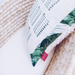 Poduszka z tabliczką mnożenia 40x40 zielone liście minky ecru