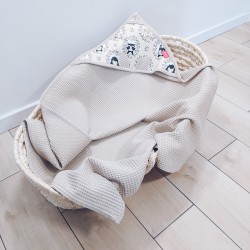 Ręcznik z kapturkiem bawełna wafelek 100x100 jeżyki ciemny ecru