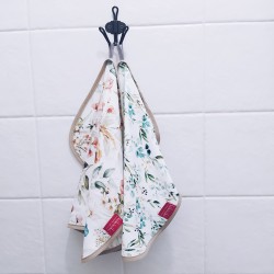 Ręcznik bambusowy do twarzy 37x50 - Biały kwiaty