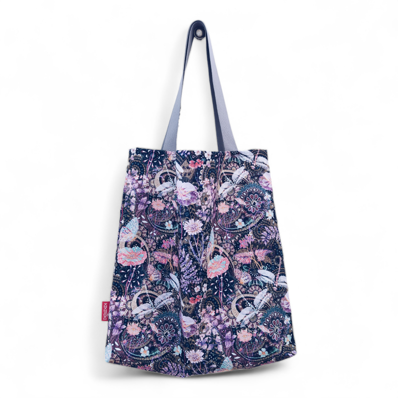 Torba na ramię 45x50 fioletowe ważki