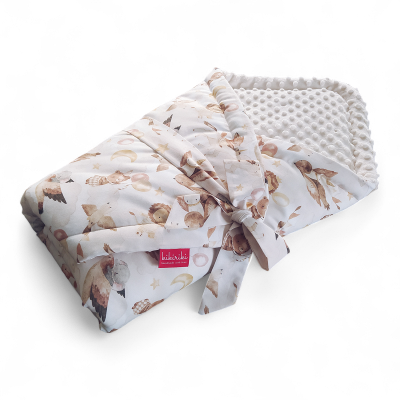 Rożek dziecięcy 70x70 - bawełna lewki i misie + minky