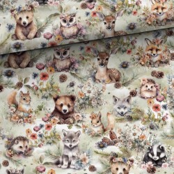 Ręcznik bambusowy do twarzy 37x50 - Leśne zwierzaki i kwiaty