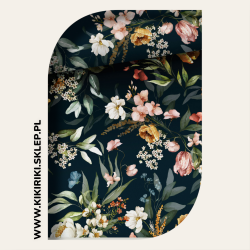 Zestaw ręczników bambusowych - kolorowe kwiaty na czarnym