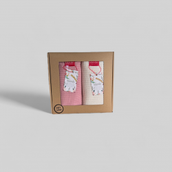 Komplet ręczników wafelkowych 70x100 kość słoniowa i koralowy