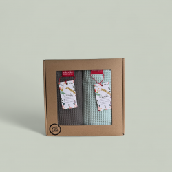 Komplet ręczników wafelkowych 70x100 miętowy i ciemny szary