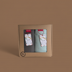 Komplet ręczników wafelkowych 70x100 miętowy i ciemny szary