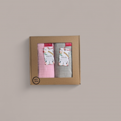 Komplet ręczników wafelkowych 70x100 jasny różowy i jasny szary