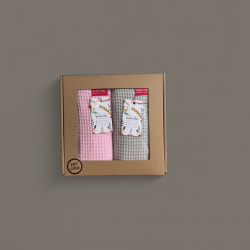 Komplet ręczników wafelkowych 70x100 jasny różowy i jasny szary