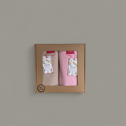 Komplet ręczników waflowych 70x100 - jasny różowy + ciemny ecru