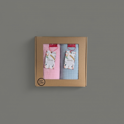 Komplet ręczników waflowych 70x100 - jasny różowy + błękitny