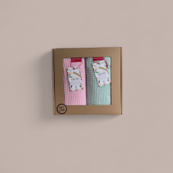 Komplet ręczników waflowych 70x100 - jasny różowy + mięta