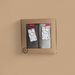 Komplet ręczników waflowych 70x100 - jasny szary + ciemny szary