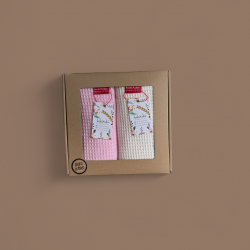 Komplet ręczników waflowych 70x100 - jasny różowy + kość słoniowa