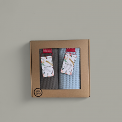 Komplet ręczników waflowych 70x100 - ciemny szary + błękitny