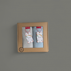 Komplet ręczników waflowych 70x100 - błękitny + jasny szary