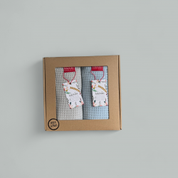 Komplet ręczników waflowych 70x100 - błękitny + jasny szary