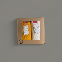 Komplet ręczników waflowych 70x100 -ciemny żółty + kość słoniowa