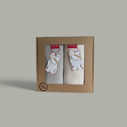 Komplet ręczników waflowych 70x100 -jasny szary + kość słoniowa