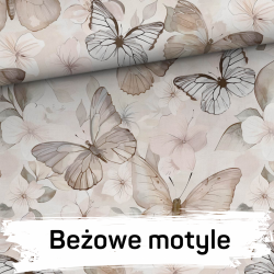 Ręcznik bambusowy do ciała 100x150 - Beżowe motyle