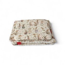 Komplet pościel z wypełnieniem + poduszka -  bawełna z minky - króliczki w kwiatach rozmiar do wyboru