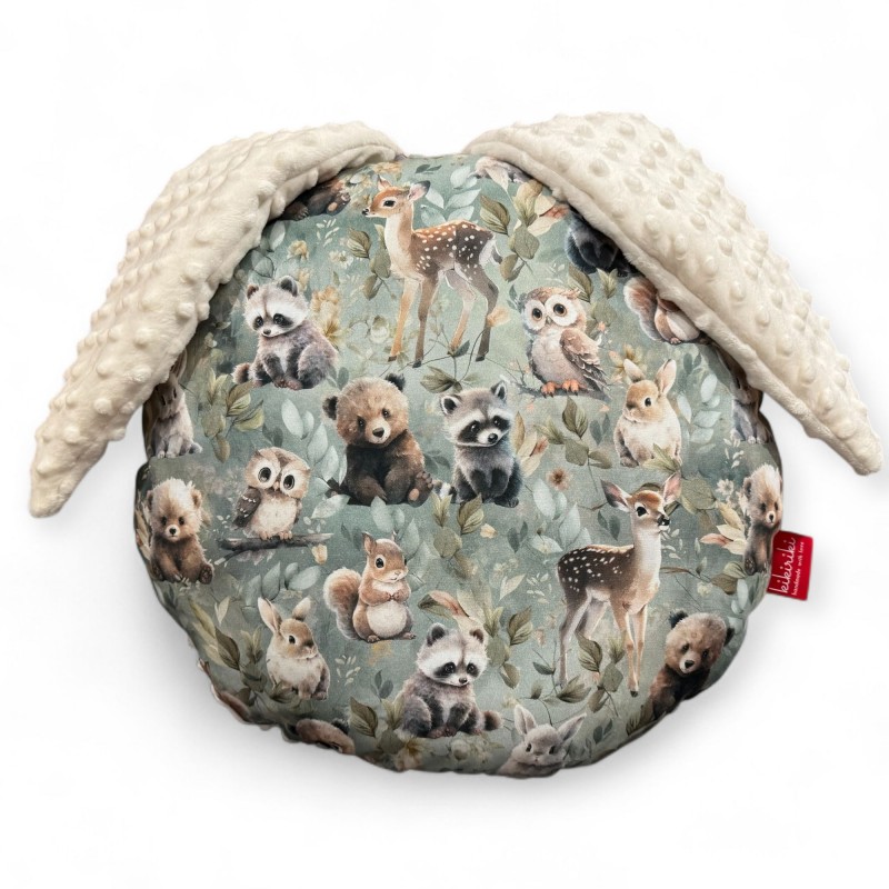 Poduszka z uszkami - przedwiośnie - minky ecru