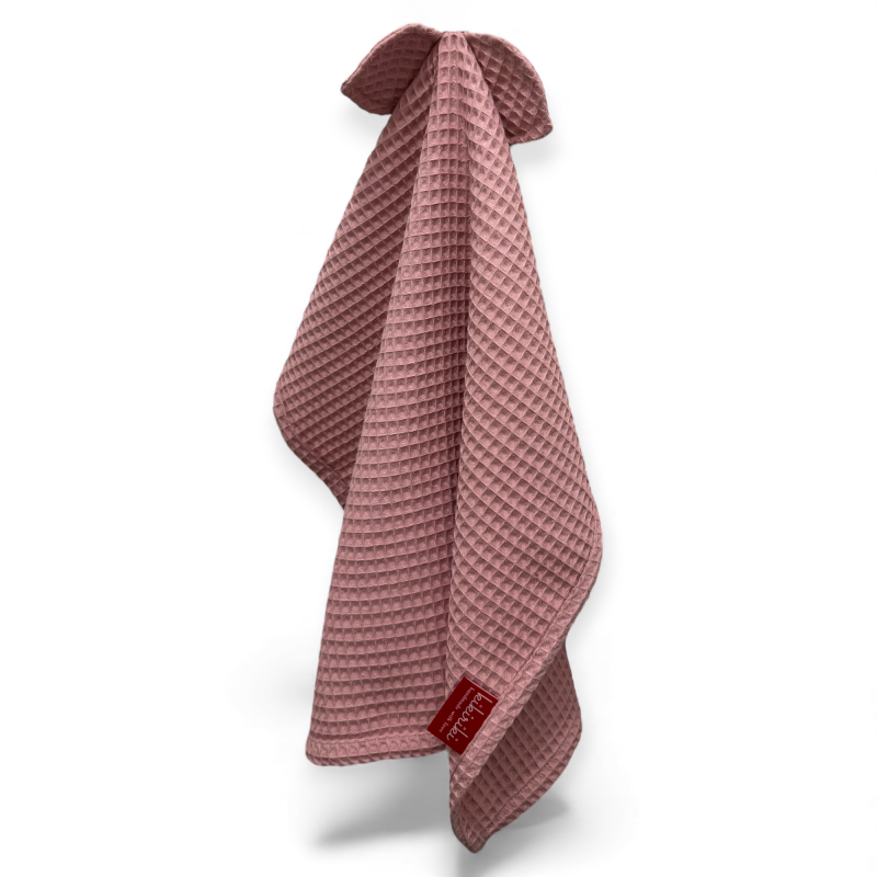 Ręcznik waflowy z uszkami do twarzy i rąk dla dziecka - KORALOWY