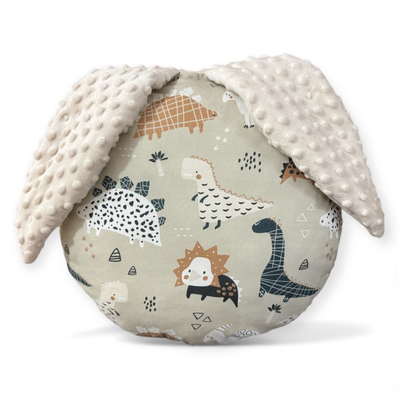 Poduszka z uszkami - beżowe dinozaury - minky ecru
