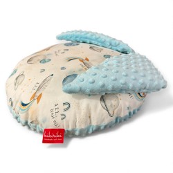 Poduszka z uszkami - kosmos biały - błękitne minky