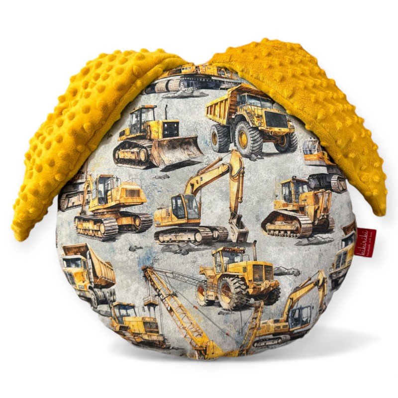 Poduszka z uszkami - kopalnia - musztardowe minky