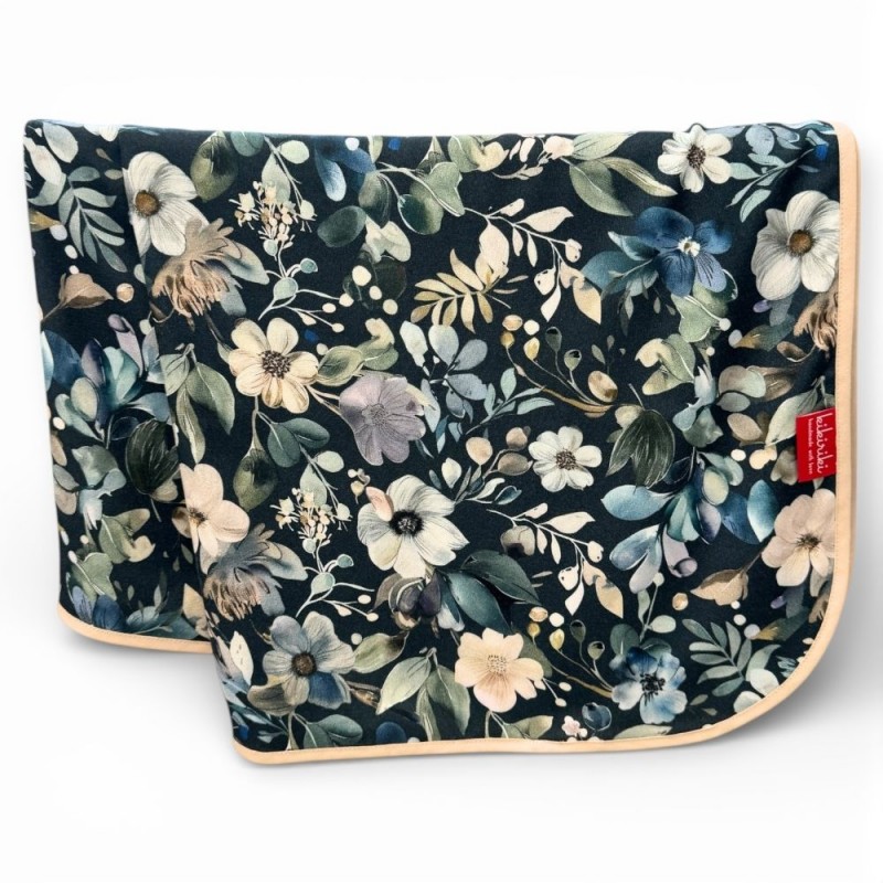 Ręcznik bambusowy do ciała 100x150 - Niebieski kwiaty