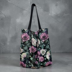 Torba na ramię 45x50 - DUŻE FIOLETOWE KWIATY